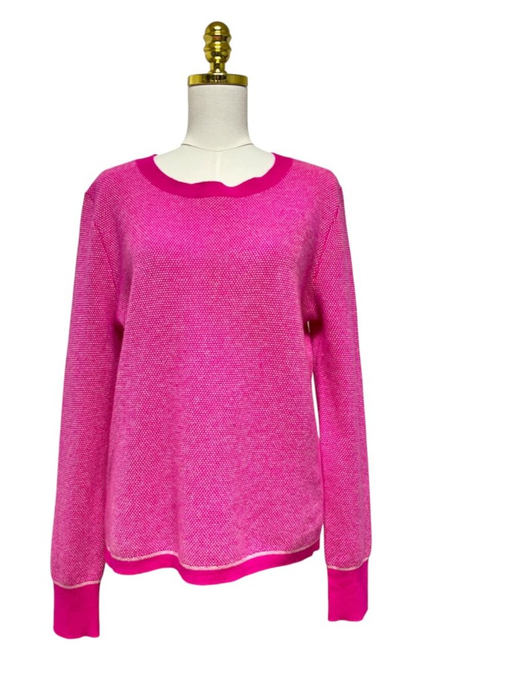 J. Crew 100% Cashmere Limited Edition Pink Birds Eye Stitch Sweater Women's L